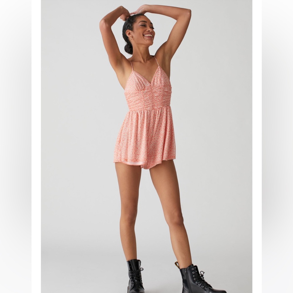 Urban Outfitters coral daisy romper